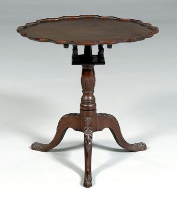 Appraisal: Chippendale style carved tea table piecrust tilt top with birdcage