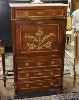 Appraisal: Louis XVI style secretaire a abattant executed in mahogany having