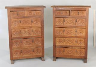 Appraisal: Pair Mexican Carved Wood Chests Pair of Mexican carved wood