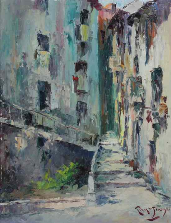 Appraisal: MESTRE EDUARDO ROSA MENDES Portuguese b NARROW STREETS OF OLD