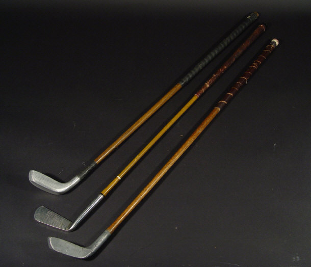 Appraisal: Two hickory shafted Mallet golf putters