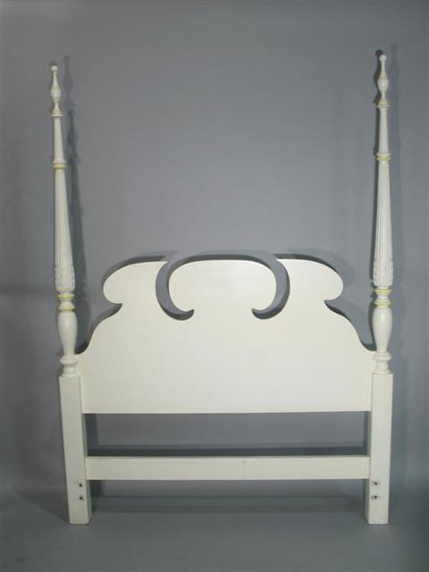 Appraisal: DOROTHY DRAPER STYLE YELLOW WHITE BED The white painted full