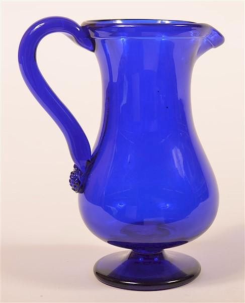 Appraisal: Blown Cobalt Blue Glass Pitcher Blown Cobalt Blue Glass Pitcher