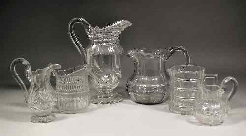 Appraisal: A th Century slice-cut glass jug with part spiral reeded