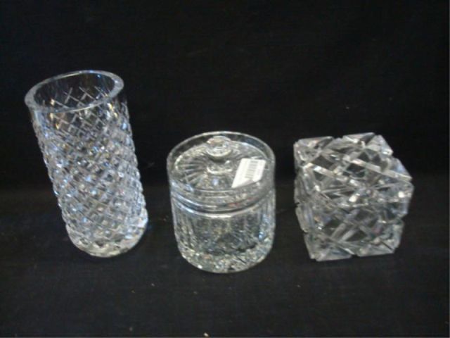 Appraisal: Pieces of Cut Crystal Box Lidded Bowl Vase From a