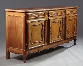 Appraisal: French Louis XV Style Carved Walnut Sideboard t French Louis