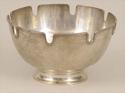 Appraisal: Tiffany Co Sterling Silver Monteith Punch Bowl in in diam