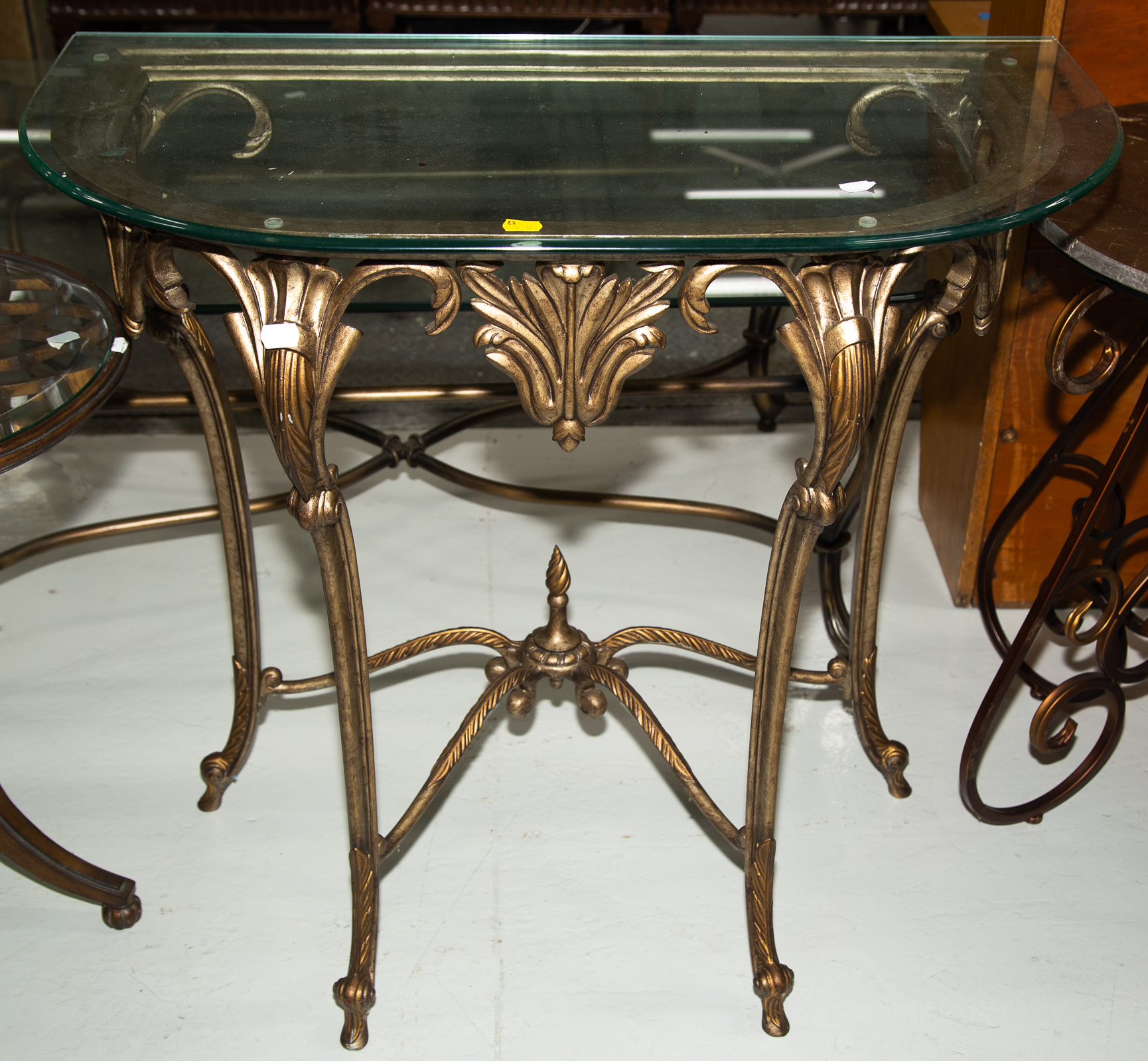 Appraisal: NEOCLASSICAL PATINATED METAL CONSOLE TABLE Later th century with shaped