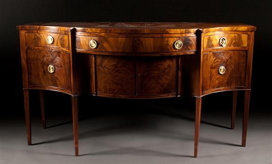 Appraisal: Federal carved mahogany serpentine-front sideboard New York circa in H