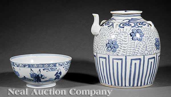 Appraisal: Two Chinese Blue and White Porcelain Table Articles including a