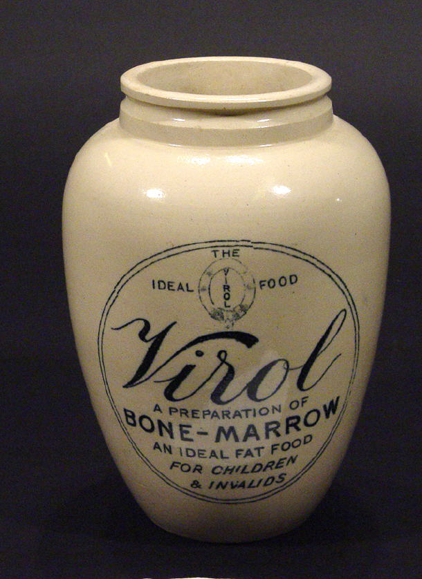 Appraisal: Stoneware Virol Bone Marrow food jar with printed decoration cm