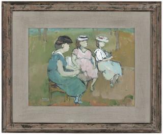 Appraisal: Henry Albert Botkin Ladies on a park bench signed lower