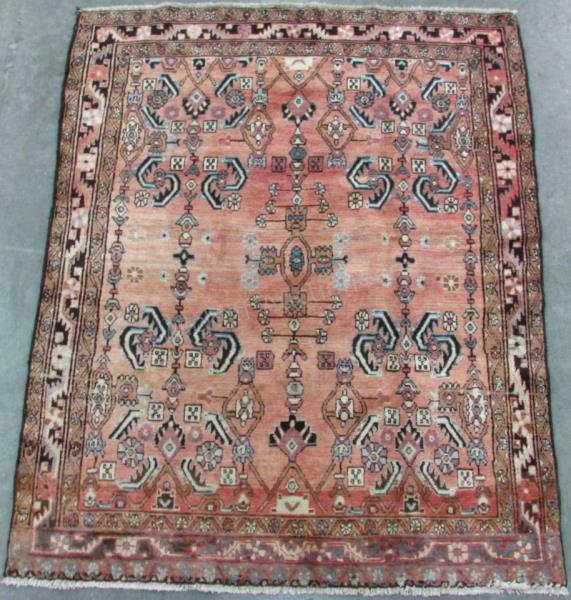 Appraisal: Handmade Oriental Area Rug Tabriz design rose field with brown