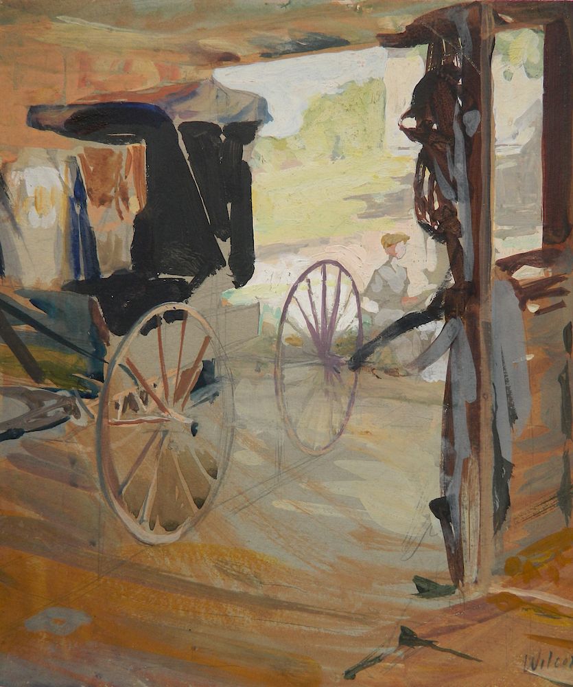 Appraisal: Frank Wilcox gouache Frank Wilcox American - - Horse Carriage-