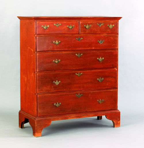 Appraisal: New England stained maple semi tall chest late th c