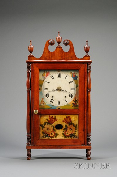 Appraisal: Pennsylvania Pillar and Scroll Clock Allentown circa the cherry case