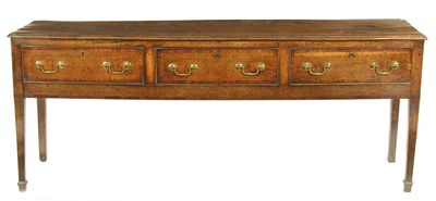 Appraisal: A George III oak dresser mahogany banded the applied moulded