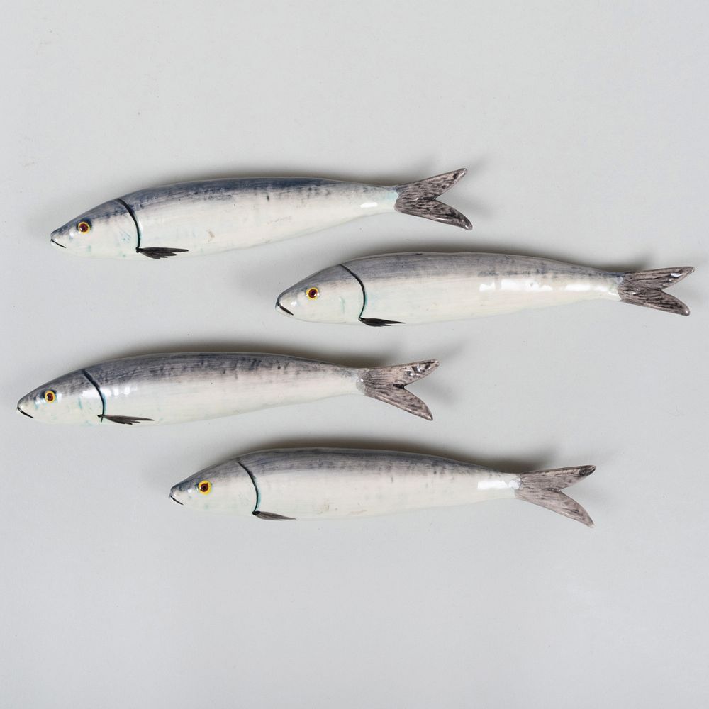 Appraisal: Group of Four Bordallo Pinheiro Porcelain Models of Sardines in