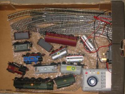 Appraisal: Various playworn trains by Hornby including Merchant Navy Class locomotive