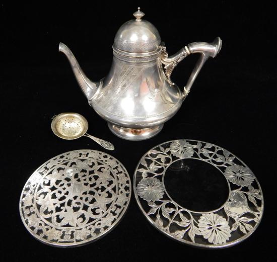 Appraisal: SILVER Four pieces Gorham sterling teapot circa Aesthetic Movement design