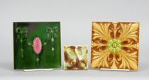 Appraisal: Lot of Three Decorative Tiles First tile has amber background