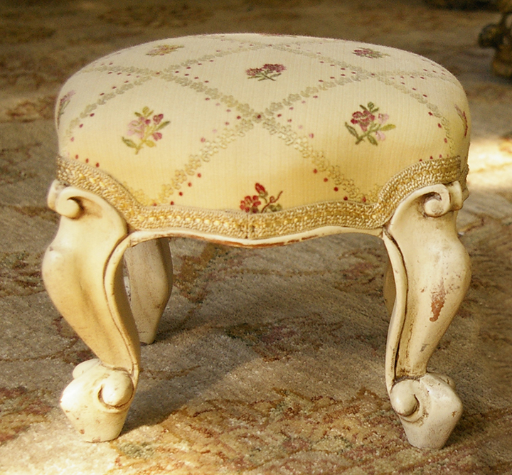 Appraisal: French Carved White-Painted and Distressed Beechwood Footstool in the Louis