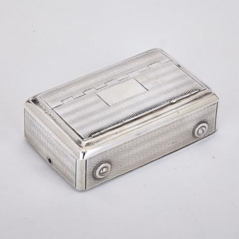 Appraisal: George III Silver Musical Snuff Box John Shaw Birmingham of