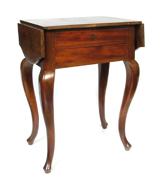 Appraisal: A Queen Anne style mahogany work table th century height