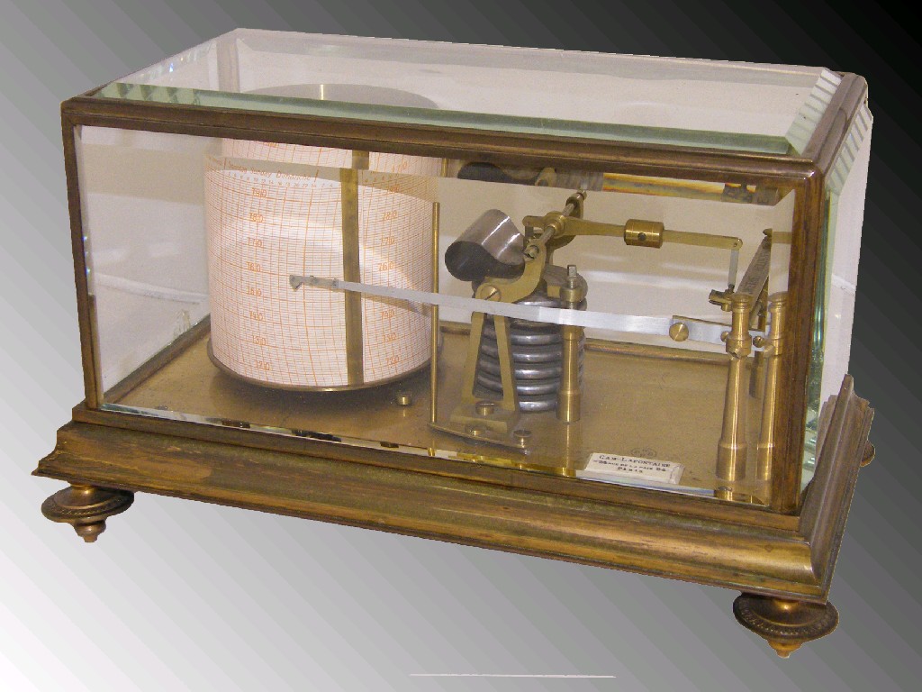 Appraisal: Gilded brass barograph bearing the ivory plaque of the maker