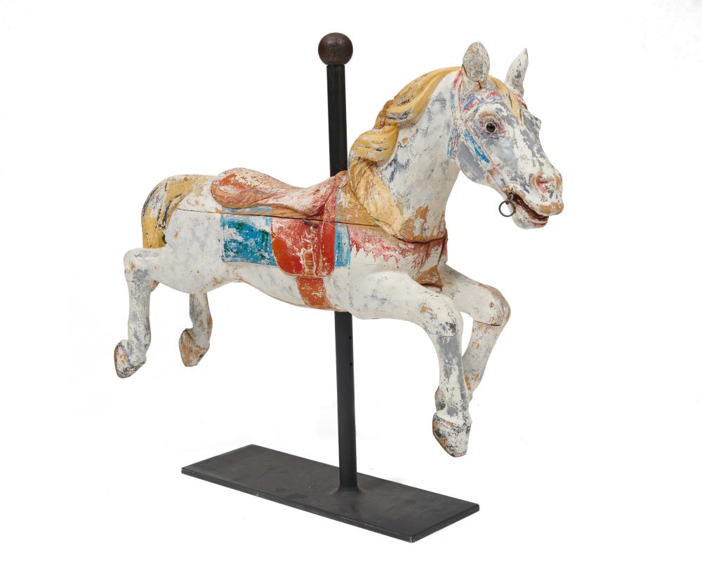 Appraisal: Polychromed Child's Carousel Horse ca with glass eyes on later