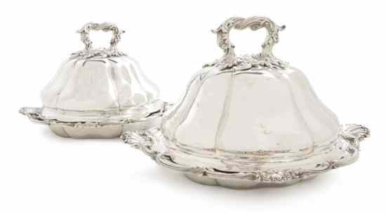 Appraisal: A Pair of English Silver Covered Entrees John Samuel Hunt