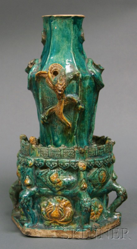 Appraisal: Pottery Lamp Stand China Ming period - San Tsai ware