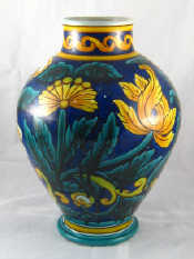 Appraisal: A large ceramic vase with bright floral glaze decoration Cantagalli