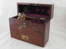 Appraisal: A th c mahogany campaign style medicine chest with lock