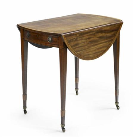 Appraisal: A Sheraton period mahogany satinwood and tulipwood crossbanded Pembroke table