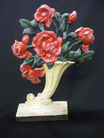 Appraisal: Cast Iron Figural Doorstop flowers inCornucopia '' tall original paint