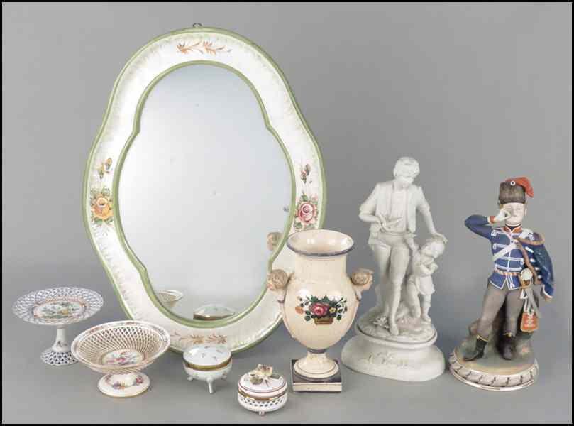 Appraisal: BISQUE PORCELAIN FIGURAL GROUP Together with a painted porclain soldier