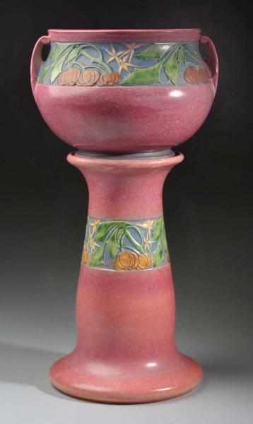 Appraisal: Roseville Baneda Pink Jardiniere Pedestal Description Outstanding condition with just