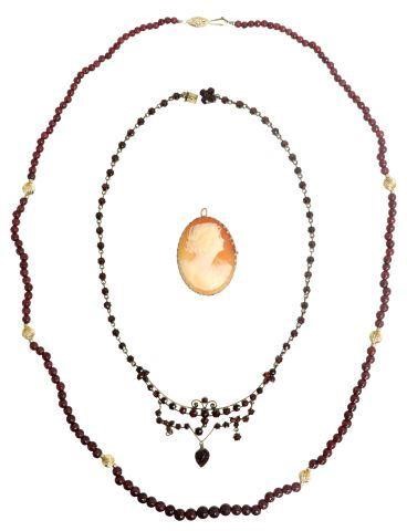 Appraisal: lot of Estate jewelry group including garnet necklace with kt