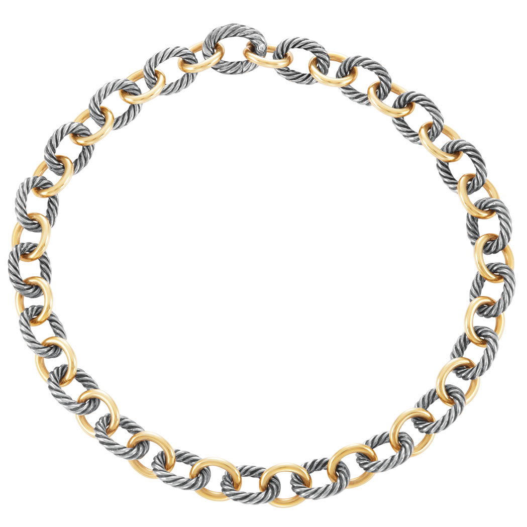 Appraisal: Sterling Silver and Gold Chain Necklace David Yurman kt with