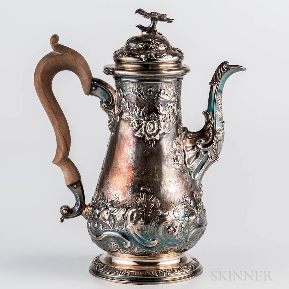 Appraisal: George II Sterling Silver Coffeepot George II Sterling Silver Coffeepot