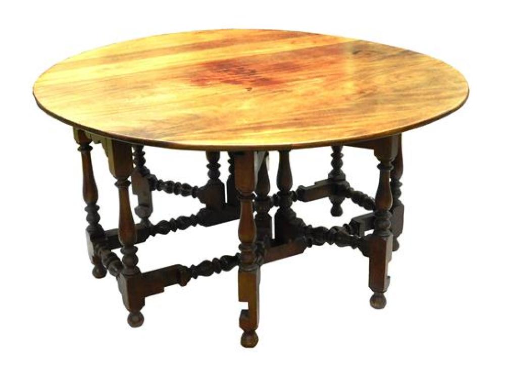 Appraisal: William and Mary reproduction gateleg dining table mahogany unusual form