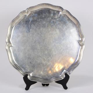 Appraisal: German silver tray troy oz German silver scallop style tray