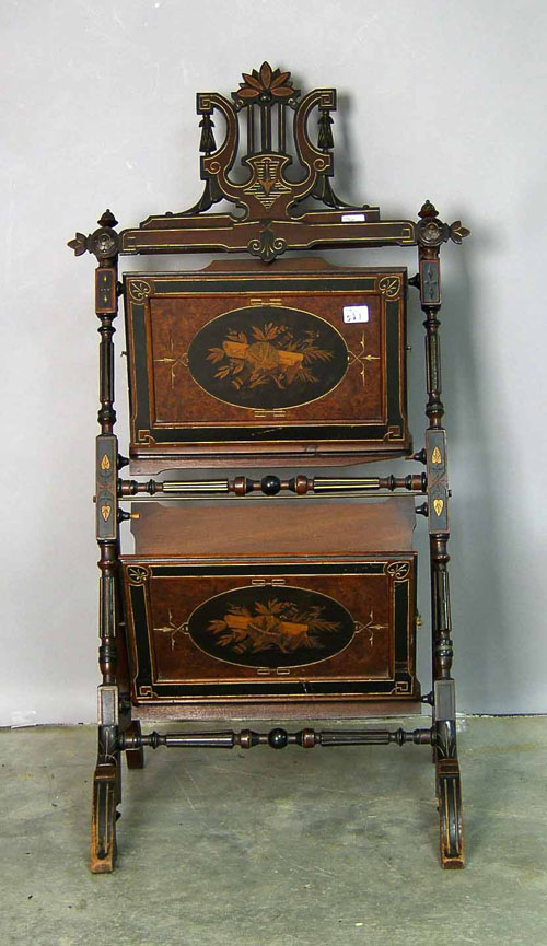 Appraisal: Victorian marquetry inlaid folio stand th c h w