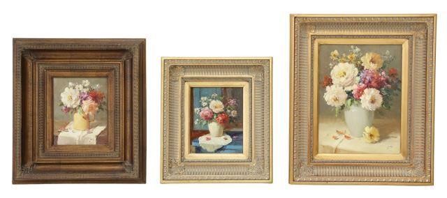 Appraisal: lot of Framed oil on canvas paintings Still Life with