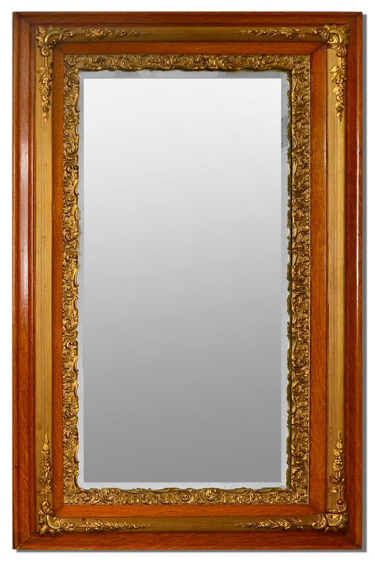 Appraisal: ORNATE GILT DECORATED WALL MIRROR Walnut frame with gilt decorated