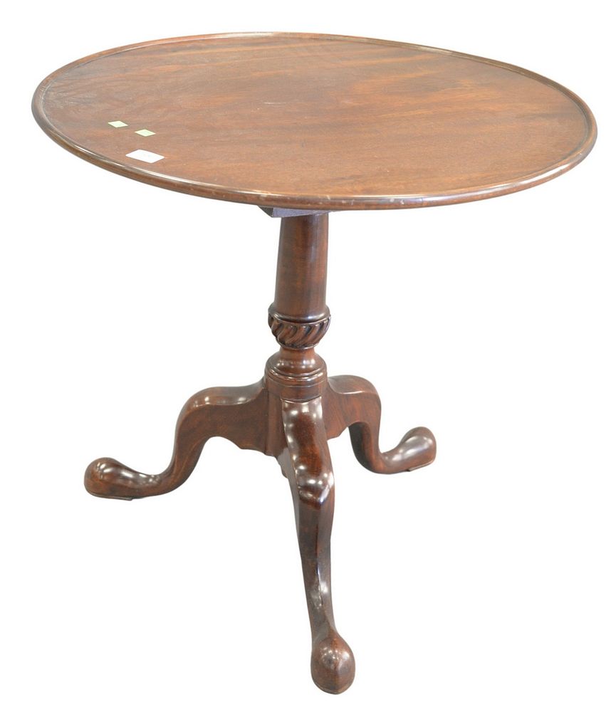 Appraisal: George II Mahogany Tip and Turn Tea Table on urn