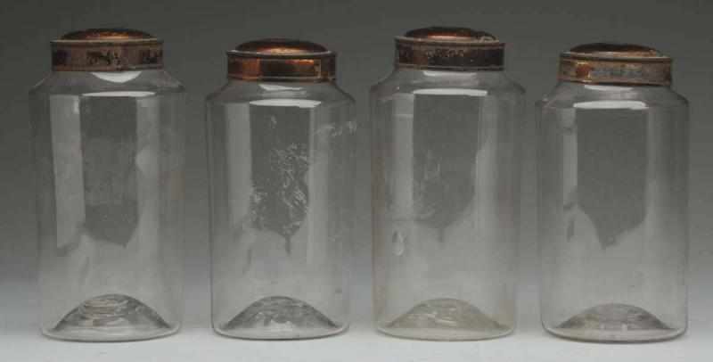 Appraisal: Lot of Early Apothecary Jars All with metal lids Condition