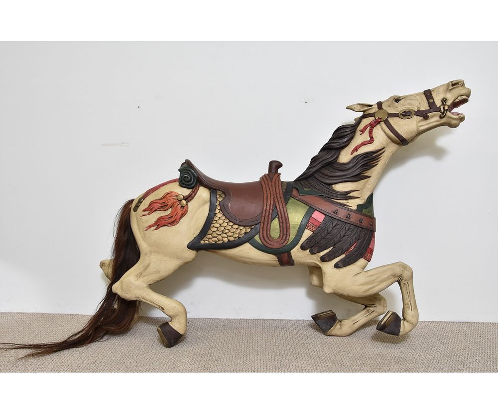 Appraisal: Wood Carved Carousel Horse Wood carved carousel horse of running