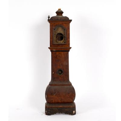 Appraisal: A miniature walnut longcase clock with an ogee crest and